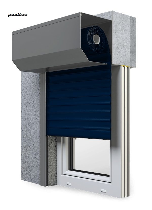 16 Stahlblau Fenster Rollladen SK 45 Vorbaurollladen Aluprof