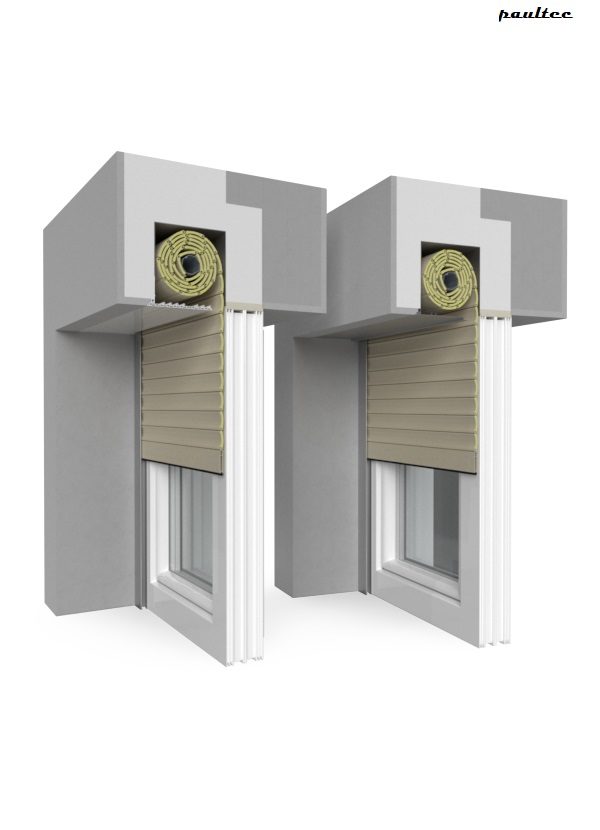5 beige Fenster Rollladen QuadBox Unterputzrollladen BeClever